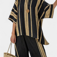Calden | Set in lino a righe scure