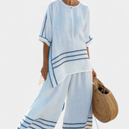 Wynne | Set di lino a righe minimaliste