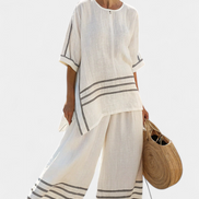 Wynne | Set di lino a righe minimaliste