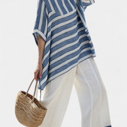 Corvelle | Set in lino a righe blu