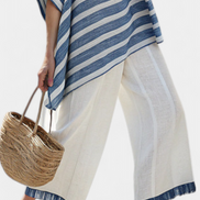 Corvelle | Set in lino a righe blu