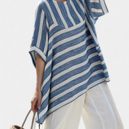 Corvelle | Set in lino a righe blu