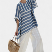 Corvelle | Set in lino a righe blu