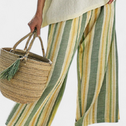 Ellowyn | Set in lino a righe verdi