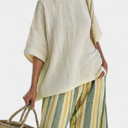 Ellowyn | Set in lino a righe verdi