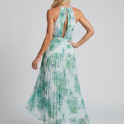 Portia | Abito Midi Floreale Pieghevole con Collo Halter