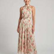 Aurelle | Abito Midi Floreale con Collo Halter