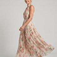 Aurelle | Abito Midi Floreale con Collo Halter