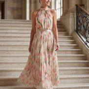Aurelle | Abito Midi Floreale con Collo Halter