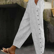 Linaya - Pantaloni a Righe con Bottoni