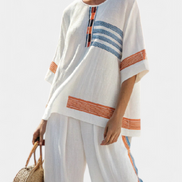 Marcella | Elegante set in lino a contrasto