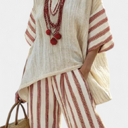 Brielle | Set di lino a righe rustiche