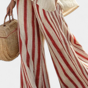 Mirella | Set in lino a righe rosse classiche