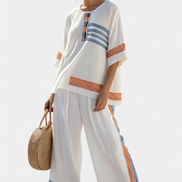 Marcella | Elegante set in lino a contrasto