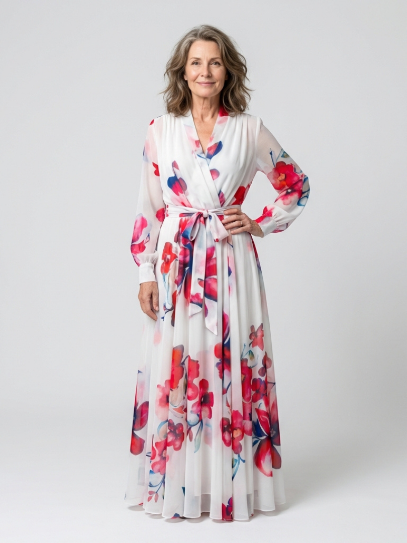 Lillian | Vestito Maxi Floreale con Maniche Lunghe
