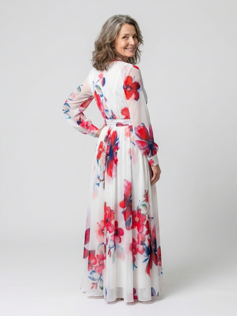 Lillian | Vestito Maxi Floreale con Maniche Lunghe