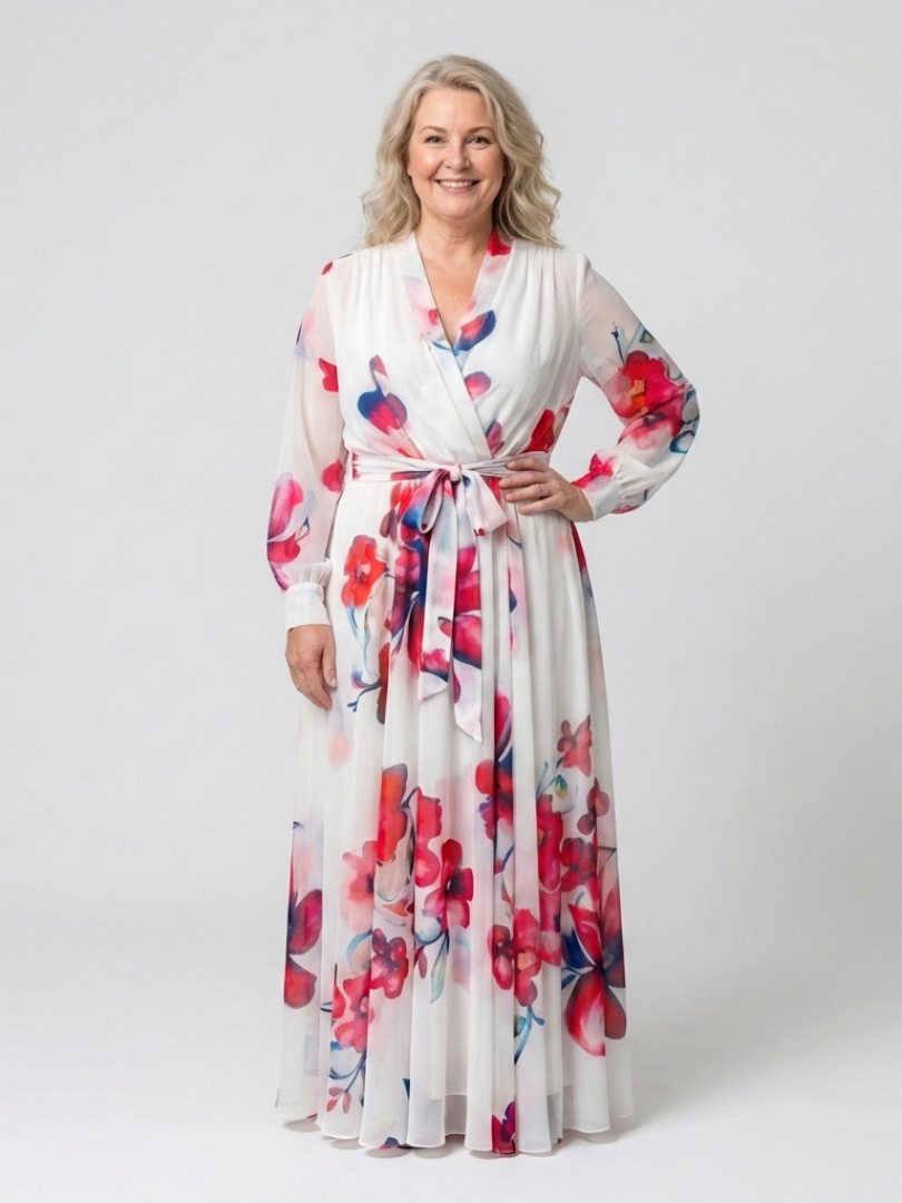 Lillian | Vestito Maxi Floreale con Maniche Lunghe
