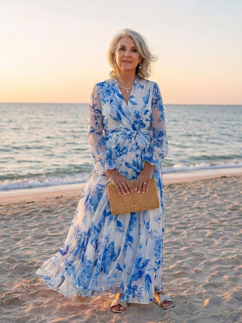 Lillian | Vestito Maxi Floreale con Maniche Lunghe