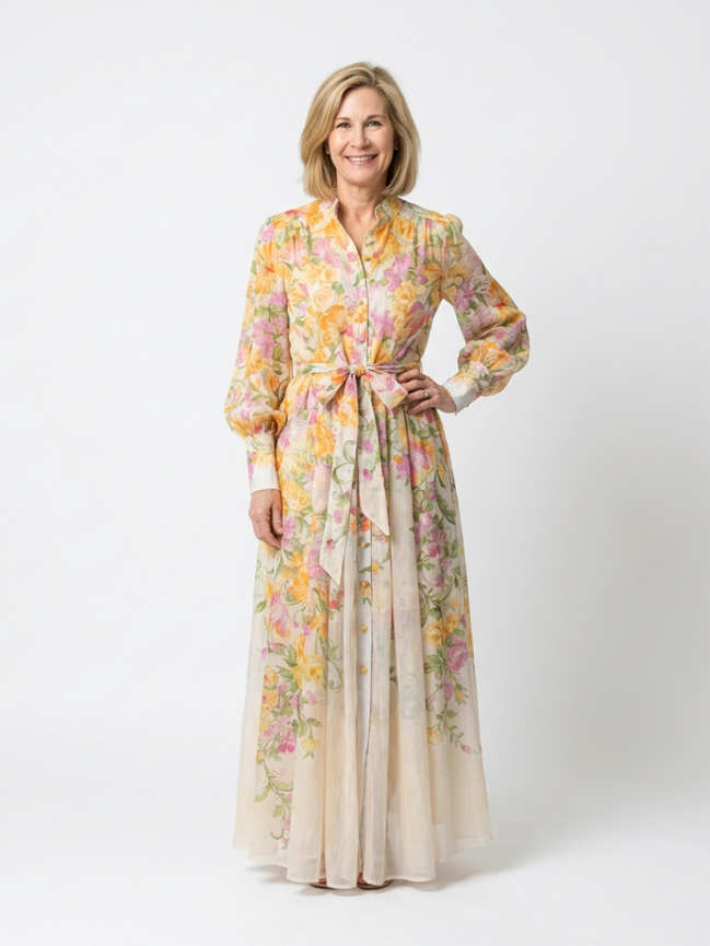 Cressida | Abito Maxi Floreale con Maniche Lunghe