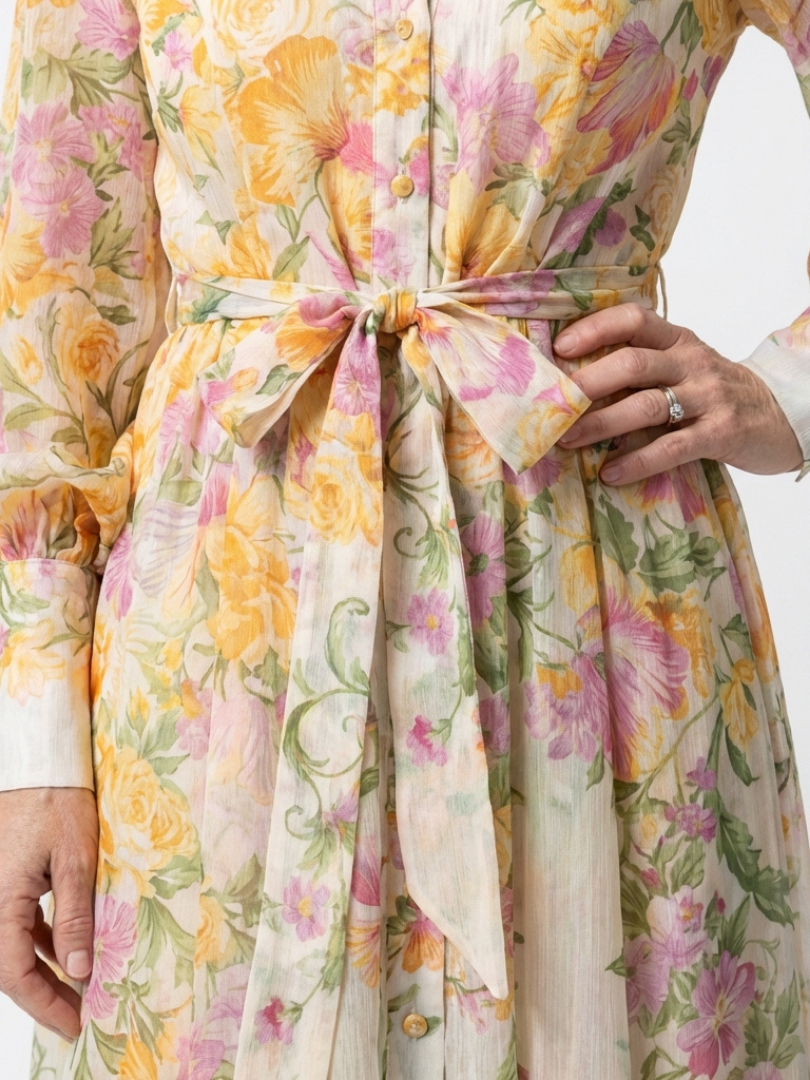Cressida | Abito Maxi Floreale con Maniche Lunghe