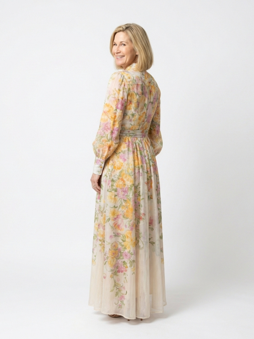 Cressida | Abito Maxi Floreale con Maniche Lunghe