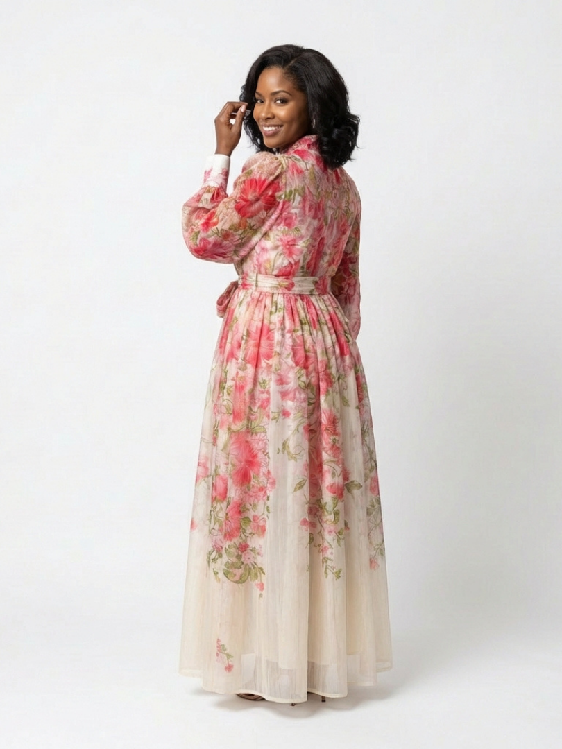 Cressida | Abito Maxi Floreale con Maniche Lunghe