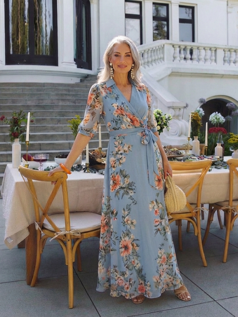 Elowen | Vestito Maxi V-Neck a Fiori