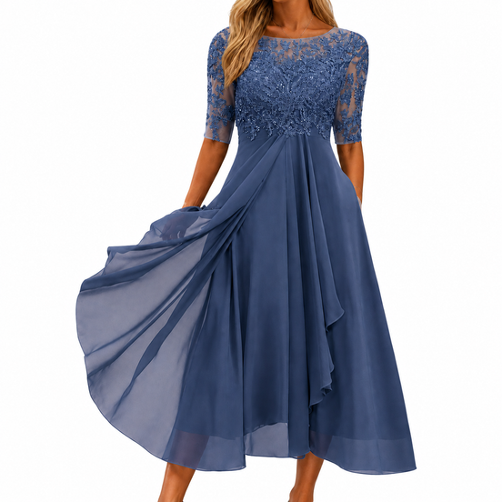 Maria™ Abito Elegante in Pizzo e Chiffon
